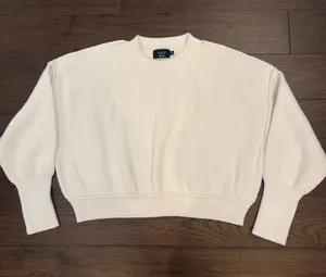Vici Ivory Ribbed Cropped Crewneck Sweater Size Medium - C59-020 thumbnail 1