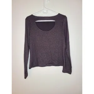Banana Republic Shirt Womens Medium Purple Glitter Open Back Long Sleeve Top thumbnail 3