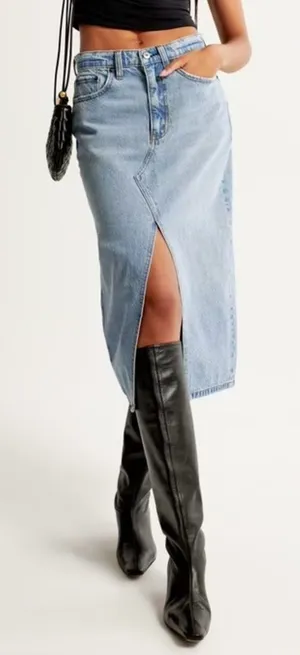 NEW Abercrombie & Fitch front slit denim midi skirt women’s plus size 18 / 34 thumbnail 1