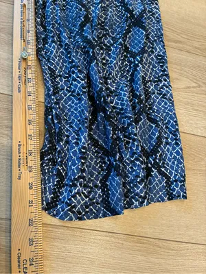 Free People Women’s Snakeskin Open Back Blue Jumpsuit Wide Leg Size S thumbnail 6