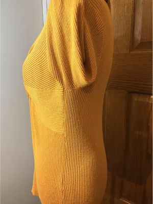 No Boundaries Mustard Yellow Ribbed Twist Front Sweater Women’s XL XG Top thumbnail 6