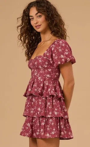 Altar'd State Brynn Floral Tiered Dress Size Medium Nwot thumbnail 3