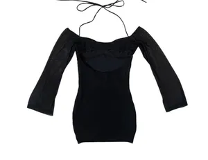 black long sleeve mini dress thumbnail 3