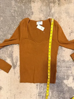 NWT Old Navy Ribbed Sweetheart Neck Sweater - Camel/Tan thumbnail 6