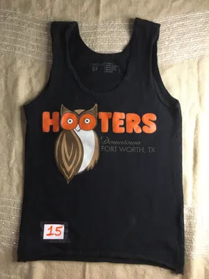 Hooters Girl Worn Uniform Tank From Fort Worth Texas Size XSmall Black thumbnail 1