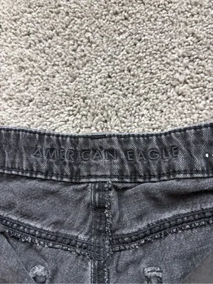 Women’s American Eagle Cross-Over Waist Black Mom Shorts thumbnail 2