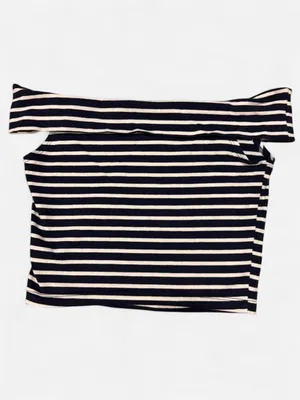 Wild Fable black & white horizontal striped off the shoulder crop top in a S #offtheshoulder #stripes thumbnail 2