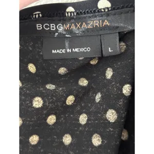 BCBGMAXAZRIA Polka Dot Wrap Dress Black White‎ 3/4 Sleeve Ruffle Hem Large thumbnail 7