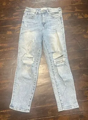 Risen distressed acid wash straight leg 5/27 boutique jeans thumbnail 1