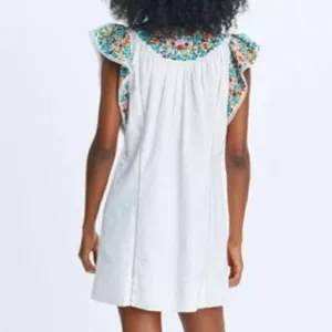 Love The Label Mini Dress Medium White Floral Embroidered Flutter Sleeve‎ Boho thumbnail 11