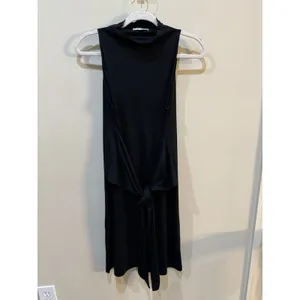 VINCE Knot Pima Cotton Black Sheath‎ Dress Tie Waist Size M, NEW NWOT, MSRP $225 thumbnail 4