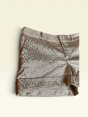 Banana Republic Ryan Fit Silver White Polka Dots Metallic Cuffed Shorts Size 12 thumbnail 3
