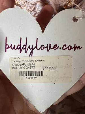 NWT Buddy Love Colby Spacey Metallic Floral Puff Sleeve Mini Dress Size Medium thumbnail 4