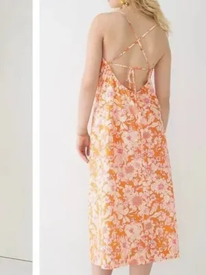 EUC J.Crew Tie Front Cotton Poplin Midi Dress thumbnail 3
