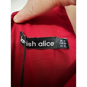 Lavish Alice Burgundy Red One Shoulder Ruffle‎ Midi Dress US 6 NEW thumbnail 5