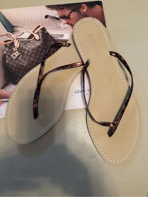 J. Crew Beige Flip Sandals with Tortoiseshell Straps thumbnail 3