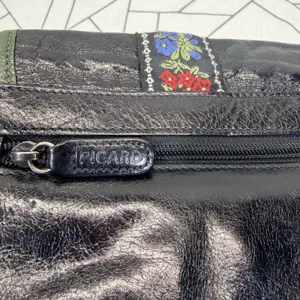Boho Picard Embroidered‎ Crossbody Bag Black Green Floral Heart Festival Purse thumbnail 11