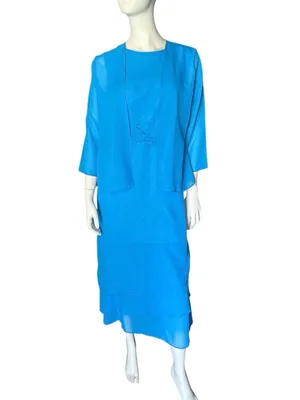 Gown Gallery Sleeveless Midi Dress with Gathered Waist Blue Size 10 NWT thumbnail 5