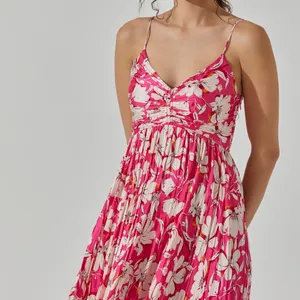 ASTR The Label Revolve Maeve Pleated Midi Dress in Pink Cream Floral thumbnail 2