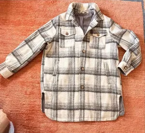 Wonderly Plaid Shacket Jacket XL Gray Cream Wool Blend Lined Button Front thumbnail 1