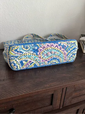 Retired Capri Blue Paisley Vera Bradley Tote & Wallet thumbnail 5
