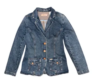 Levi Strauss Signature Vintage Denim Blazer Jacket Y2K Western Cowgirl Indie thumbnail 1