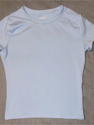 Hollister Baby Tee, Light Blue Short Sleeve T-shirt, Small thumbnail 3