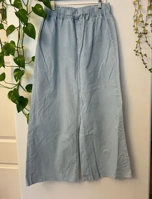 SheIn Light Blue Wide-Leg cotton Pants thumbnail 1