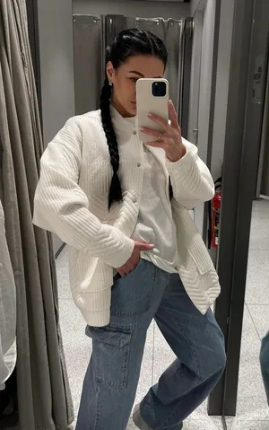 jacket coat bomber overcoat cream ribbed casual fall lightweight thumbnail 2