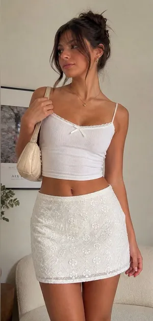 Urban Outfitters White Embroidered Mini Skirt Cottagecore Coquette‎ Size S thumbnail 1