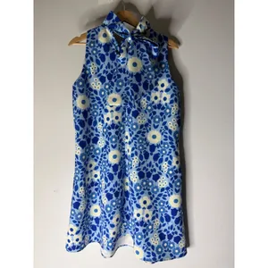 Tuckernuck‎ Blythe Shift Dress Womens L Blue & White Floral Bow Back Swing Short thumbnail 2