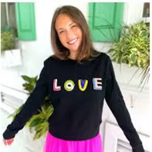 Endless Rose black sweatshirt with ‘love’ beaded‎ on front size m NWT thumbnail 1