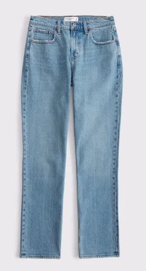 Curve Love Abercrombie Mid-Rise 90s Straight Jeans thumbnail 1