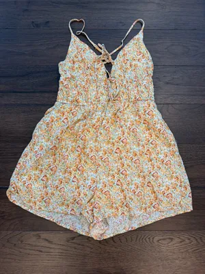 Garage Yellow & Orange Floral Smocked Romper Size XS - C33-042 thumbnail 1