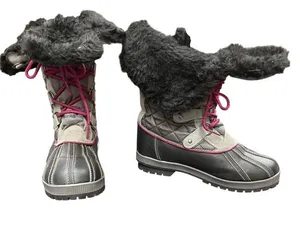 Totes Gracie Black wms black gray versitile mid calf winter boots 10M SKU 10-646 thumbnail 1