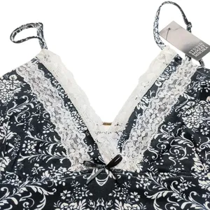 Studio Badgley Mishka Pajama 2 Piece Set Set Shorts Cami Black White Size MEDIUM NEW NWT thumbnail 7