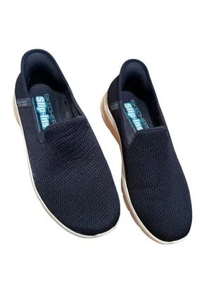 Skechers Women’s Size 8.5‎ Slip-Ins Go Walk Flex No Hands Sneakers Navy Blue thumbnail 3