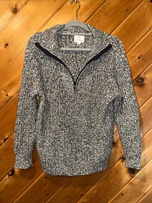 OFFLINE By Aerie Chillside Fold over Quarter Zip Marled gray knit Sweater thumbnail 5