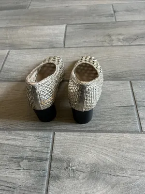 Pilcro Neutral Crochet Square-Toe Ballet heels thumbnail 3