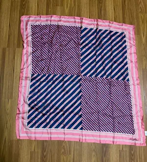 Brooks Brothers Silk Pink & Blue Striped Scarf thumbnail 1