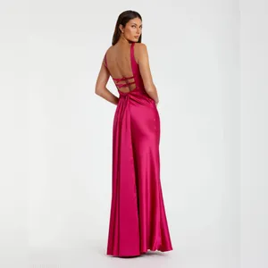 MAC DUGGAL Hot Pink Sleeveless V Neck Satin Gown With Bow Details Size 4 thumbnail 3