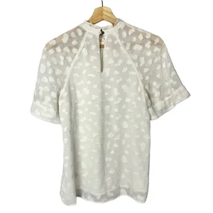 Anthropologie Feather Bone White Dot Short Sleeve Blouse XS‎ thumbnail 5
