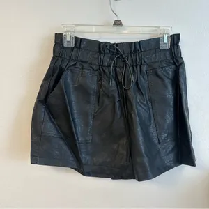 Black Faux Leather Shorts thumbnail 2