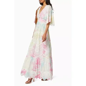 Hemant & Nandita Amara Maxi Dress Multicolor Cotton Boho Embroidered size XS thumbnail 14