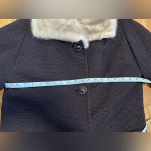 Vintage Women’s mid century modern Wool Coat Real Fur Redman Brothers Forstmann thumbnail 11