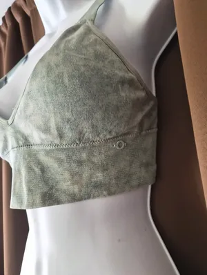 Danskin Womens Sports Bra Soft V-Neck Bralette in Sage Green Large thumbnail 3