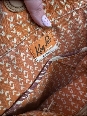 Fossil Key-Per Coated Canvas Tote Bag Vinyl Boho Tribal Print Shoulder Purse thumbnail 8