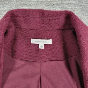 41 Hawthorne Tweed Blazer Womens Medikum Burgundy Jacket Elbow Patches Buttons thumbnail 8