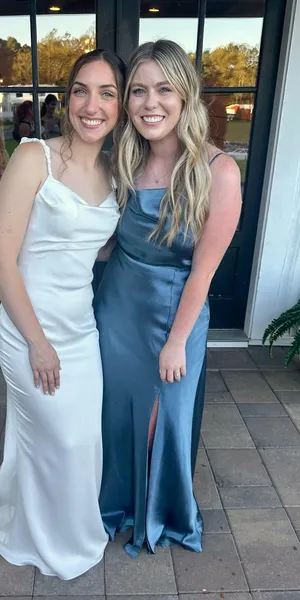 Birdy Grey Satin blue floor length dress bridesmaid, formal, wedding thumbnail 2
