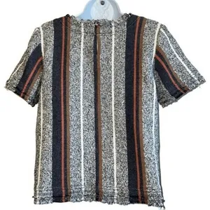 ANN TAYLOR Boucle Tweed‎ Fringe Hems Stripe Print S/S Top NWOT XS thumbnail 7